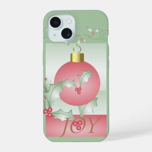 Coque iPhone 15 Chic moderne rose vert Noël Joie
