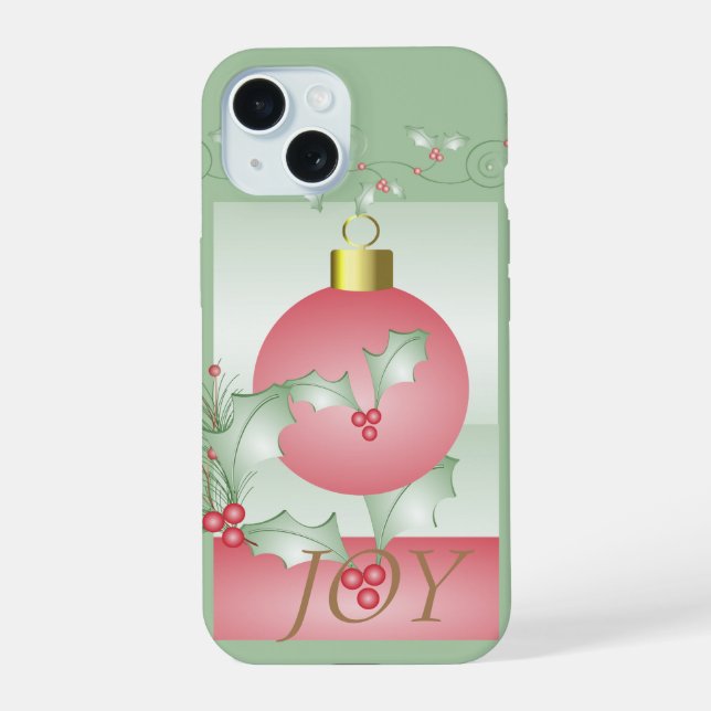 Coque iPhone 15 Chic moderne rose vert Noël Joie (Verso)