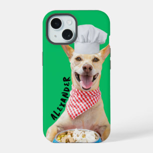 Coque iPhone 15 Chien avec Chef Casquette, Cute Foody Design