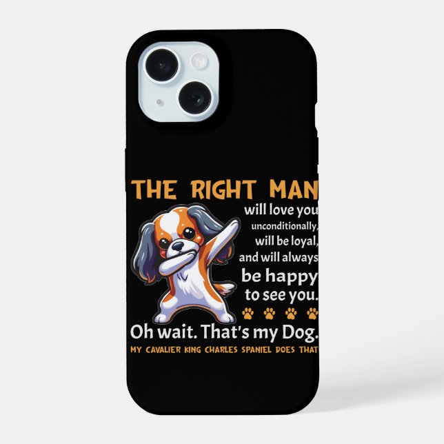 Coque iPhone 15 Chien Cavalier King Charles Spaniel Drôle (Verso)