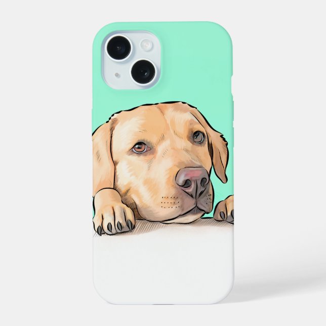 Coque iPhone 15 Chien Curieux (Verso)
