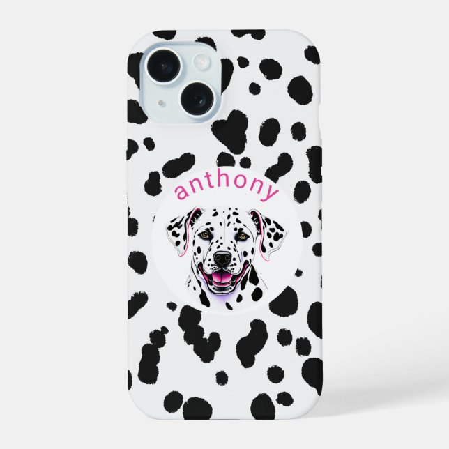 Coque iPhone 15 Chien Dalmatien (Verso)