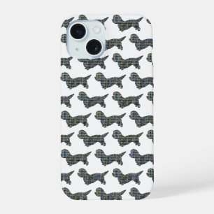 Coque iPhone 15 Chien Dandie Dinmont Grille Silhouette Mignonne Bl