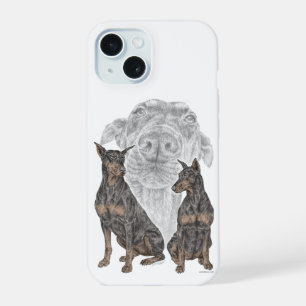 Coque iPhone 15 Chiens de Doberman noir et tan