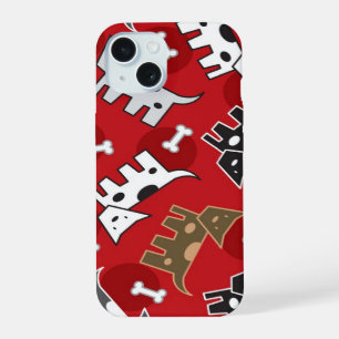 Coque iPhone 15 Chiots tachetés & Os Chien Chiot Mignon Amusant Ro