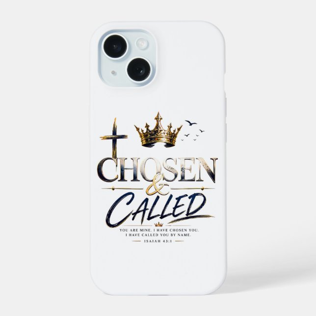 Coque iPhone 15 Choisi et Appelé – Conception de Couronne Chrétien (Verso)