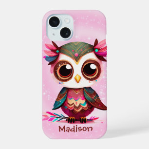 Coque iPhone 15 Chouette de dessin animé mignonne