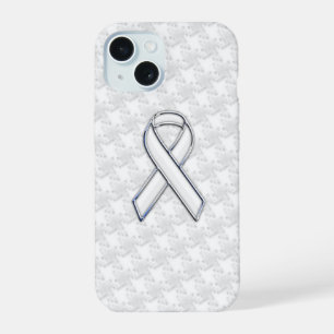 Coque iPhone 15 Chrome Comme White Ribbon Sensibilisation Houndsto