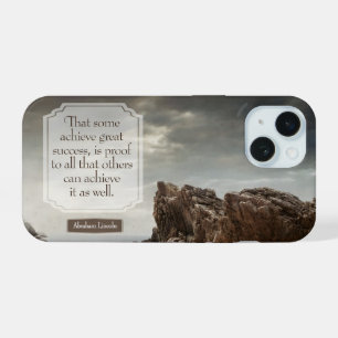 Coque iPhone 15 Citation Inspirante d'Abraham Lincoln "Succès"