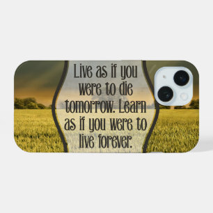 Coque iPhone 15 Citation Inspirante de Mahatma Gandhi "Vivez"