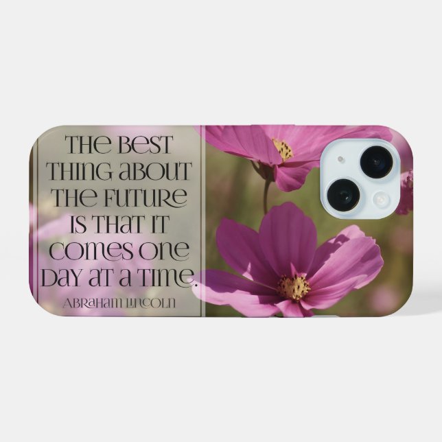Coque iPhone 15 Citation Inspirationnelle d'Abraham Lincoln "L'ave (Verso Horizontal)