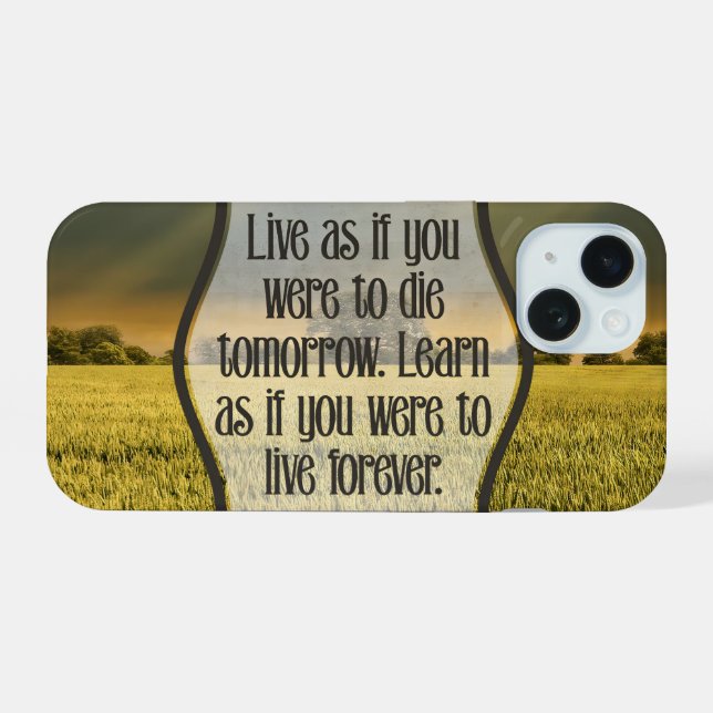 Coque iPhone 15 Citation Inspirationnelle Mahatma Gandhi "En direc (Verso Horizontal)