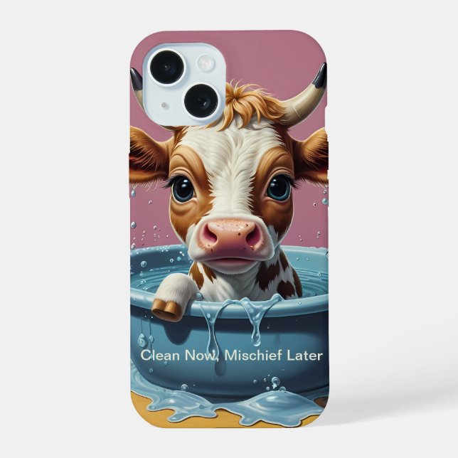 Coque iPhone 15 Citations drôles mignonnes Splish Splash (Verso)