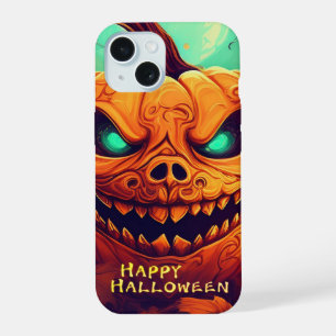 Coque iPhone 15 Citrouilles aux Yeux Sarcelles Bougies Pleine Lune