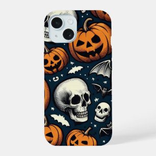 Coque iPhone 15 Citrouilles & Crânes