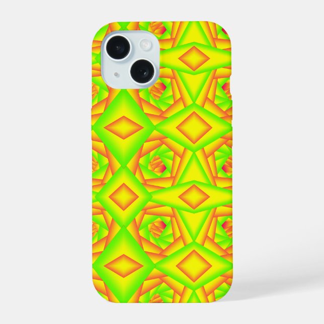 Coque iPhone 15 Citrus vert orange jaune ombre abstrait Conception (Verso)