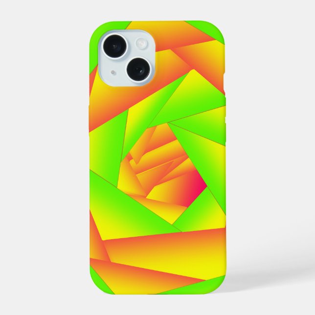 Coque iPhone 15 Citrus vert orange jaune ombre abstrait Conception (Verso)