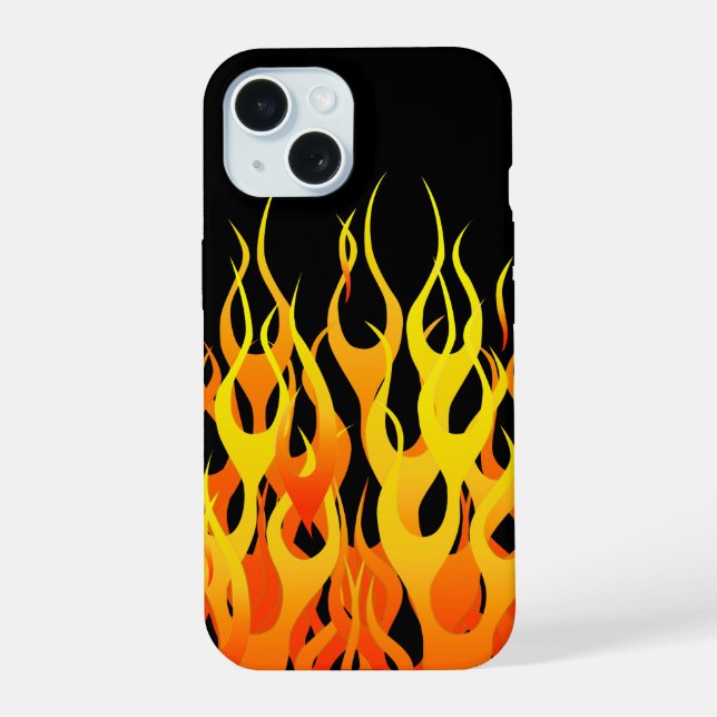 Coque iPhone 15 Classic Racing Flames Décor sur un (Verso)