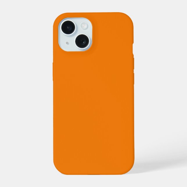 Coque iPhone 15 Classique Citrouille classique couleur orange uni (Verso)