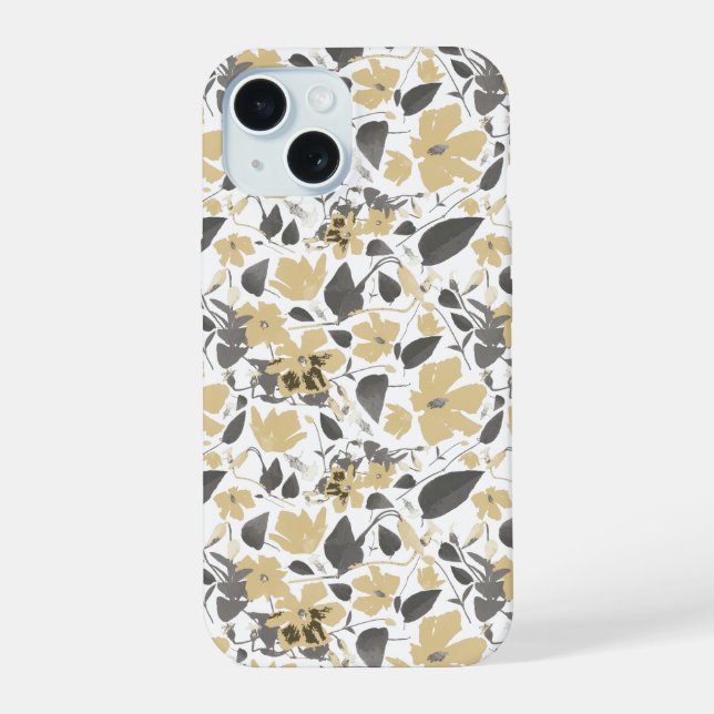 Coque iPhone 15 Clematis Floraison de vigne jaune doré (Verso)