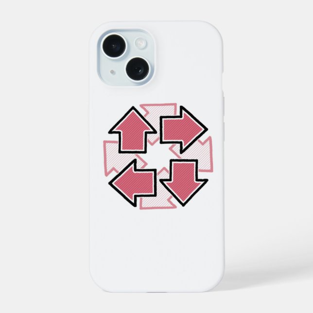 Coque iPhone 15 Clockwise Arrows Minimal Geometric Red (Verso)