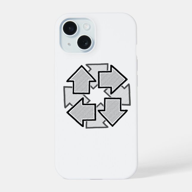 Coque iPhone 15 Clockwise Arrows Minimal Geometric White Variant 1 (Verso)