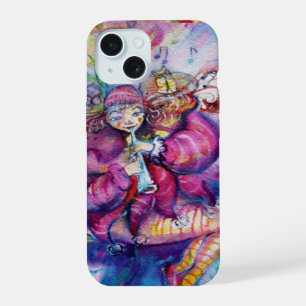 COQUE iPhone 15 CLOWN ROSE MUSICAL AVEC HIBOU