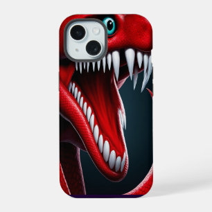 Coque iPhone 15 Cobra serpent avec des écailles rouges vibrantes e