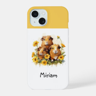 Coque iPhone 15 Cochons d'Inde Adorables Cavies Mignons Aquarelle