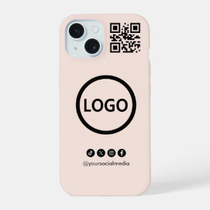 Coque iPhone 15 Code QR Entreprise Réseaux Sociaux Blush iPhone 15