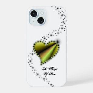 Coque iPhone 15 Coeur arc-en-ciel avec étoiles, La magie de l'amou