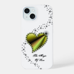 Coque iPhone 15 Cœur arc-en-ciel avec étoiles, La magie de l'amour