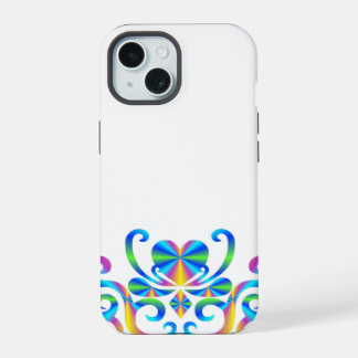 Coque iPhone 15 Cœur Arc-en-ciel et Lys