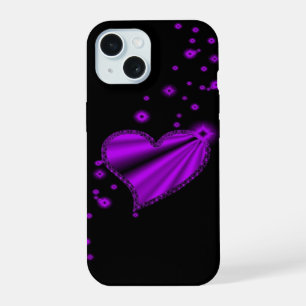 Coque iPhone 15 Cœur arc-en-ciel violet avec étoiles