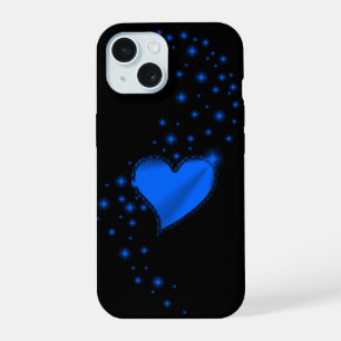 Coque iPhone 15 Cœur de l'arc-en-ciel bleu avec des étoiles