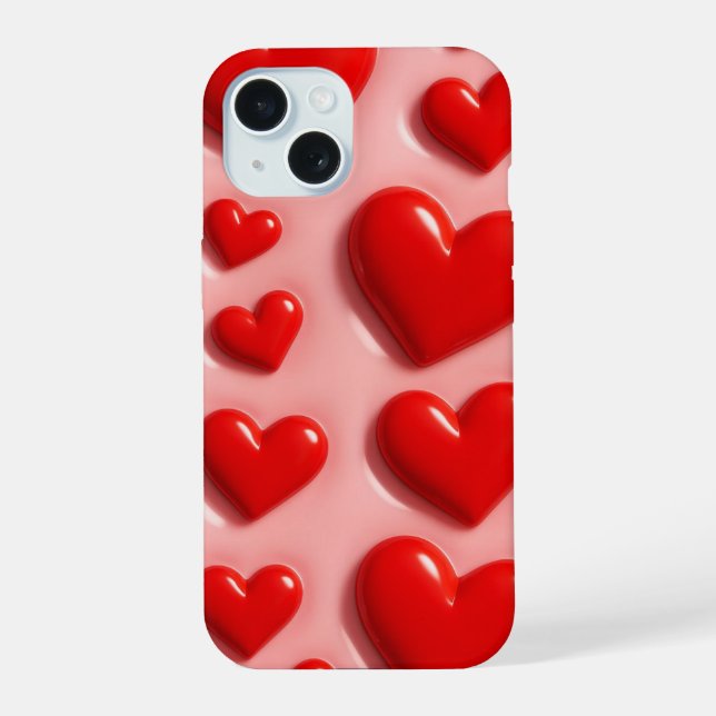 Coque iPhone 15 Cœur Rose Mignon  (Verso)
