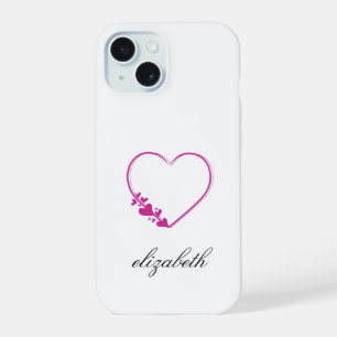 Coque iPhone 15 cœur rouge en forme avec fond personnalisé