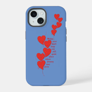 Coque iPhone 15 Cœurs en dentelle rouge vintage uniques