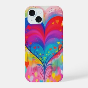 Coque iPhone 15 Cœurs et fleurs jolis