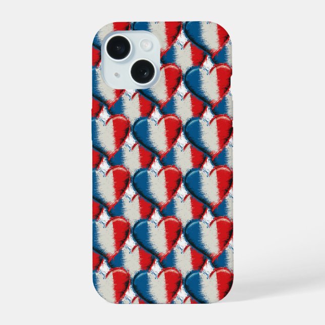 Coque iPhone 15 Cœurs français 2 (Verso)