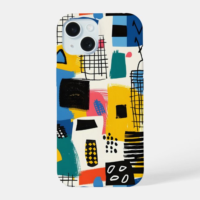 Coque iPhone 15 Collage Abstrait (Verso)
