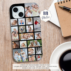 Coque iPhone 15 Collage de 18 photos de votre couleur personnalisé