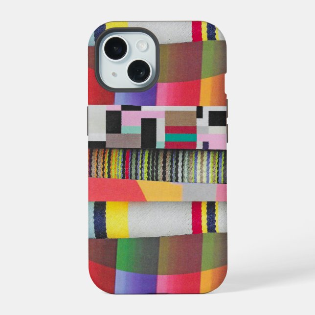 Coque iPhone 15 collage de rayures et de courbes (Verso)