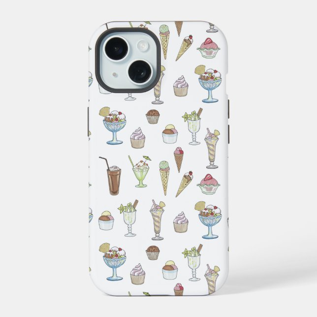 Coque iPhone 15 Collage de sundae de glace (Verso)