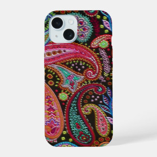 Coque iPhone 15 Coloré Chic Joli Paisley Floral Art Motif