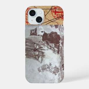COQUE iPhone 15 COMBAT DE NAVIRE PIRATE / CARTES AU TRÉSOR DE PIRA