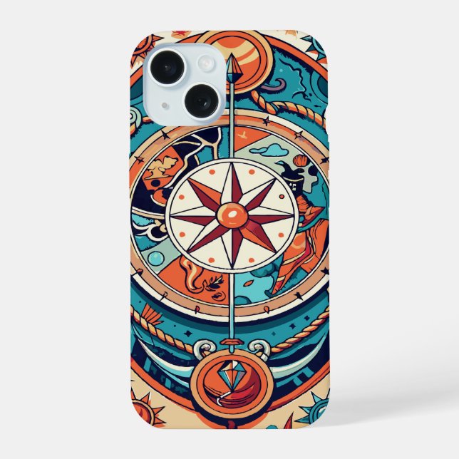Coque iPhone 15 Compas céleste (Verso)