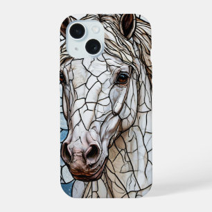 Coque iPhone 15 Conception Amour du Cheval Artistique Cheval Blanc