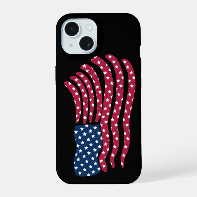 Coque iPhone 15 Conception de drapeau rouge blanc et bleu  (Verso)