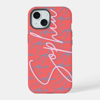 Coque iPhone 15 Conception de motif de nom de signature Sophia